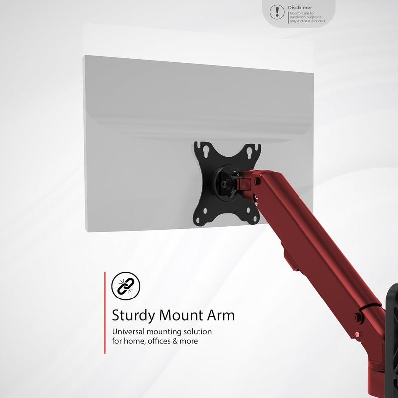 CTA Digital Single Monitor Premium Wall Mount for 17" - 27" Computer Screens - Flexible tilt 75x75-100x100 VESA Monitor Arm - Holds Monitors Up to 15.4Lbs - (ADD-AVWMB) - Image 4